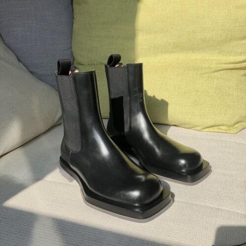 New Luxury Chelsea Boots Women Ankle Boots Chunky Winter Shoes Platform Ankle Boots Slip On Chunky Heel BV Boot Brand Designer