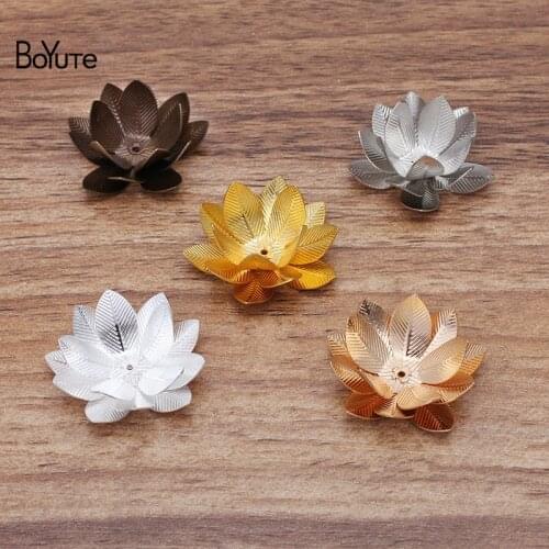 BoYuTe (20 Pieces/Lot) 26MM Metal Brass Three-layer Lotus Flower Diy Handmade Materials Jewelry Accessories