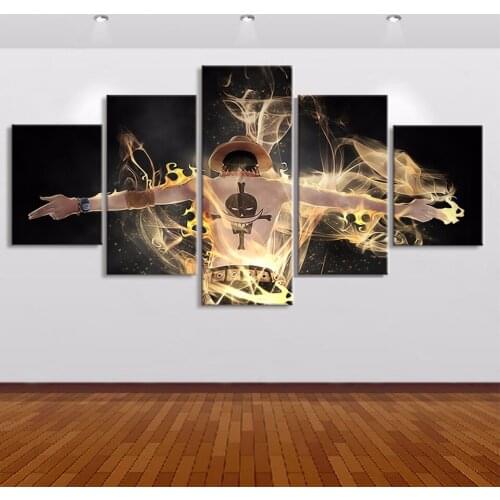 One Piece Wall Art Home Decoration Canvas Painting Poster 5 Pieces Character For Living Room Modern HD Pictures Prints Frame