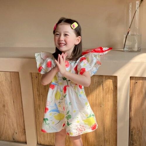2021 Summer New Arrival Girls Fashion Floral Overalls Kids Cotton Jumpsuit