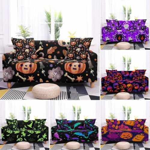 Halloween Elastic Sofa Cover Stretch Pumpkin Bat Pattern Sofa Covers for Living Room Armchair Anti-dust Furniture Protector