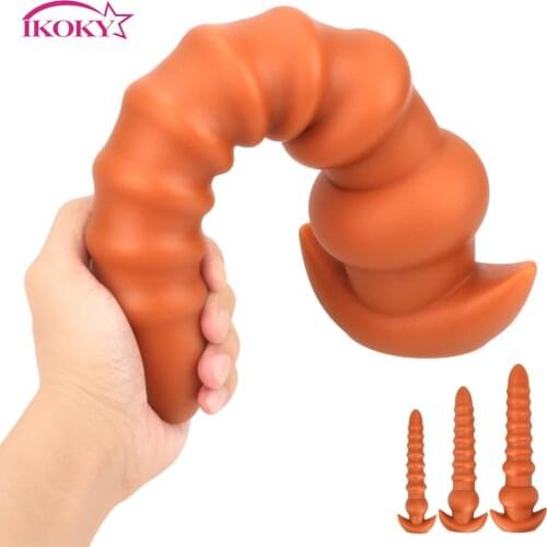 IKOKY Soft Anal Plug Liquid Silicone Anal Expansion Anus Dilator Huge Size Butt Plug Sex Toy For Man Woman Prostate Stimulation