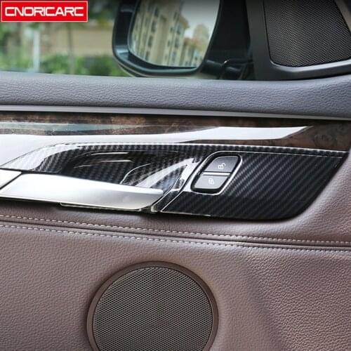 Carbon Fiber Color Car Inner Door Handle Bowl Frame Decoration Cover Trim For BMW X5 F15 X6 F16 2014-2018 Interior Decals