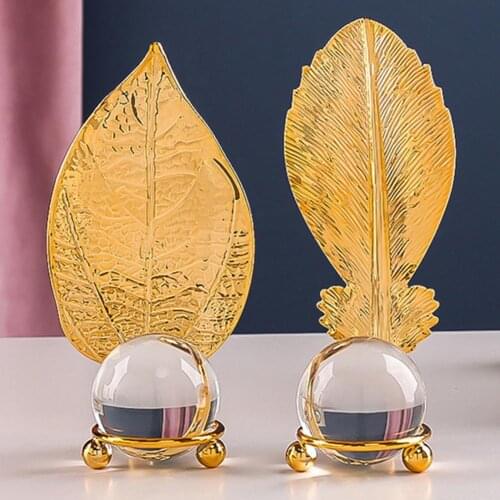 Creative Faux Crystal Ball Leaf Design Model Metal Home Display Mold Ornament