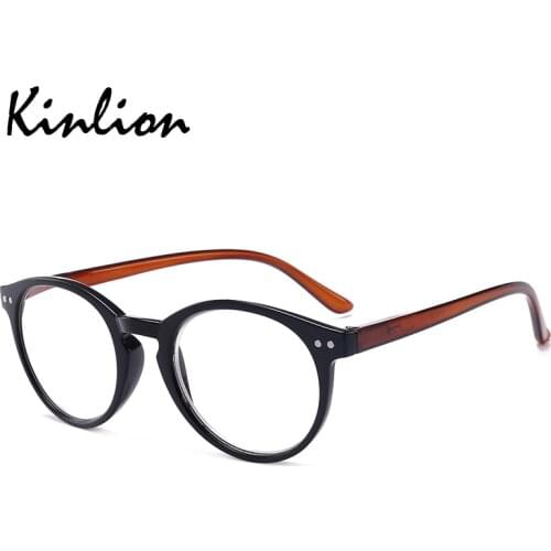 Kinlion Round Women Reading Glasses Transparent Prescription Glasses Men High Quality Spring Legs Hyperopia Glasses for Reading
