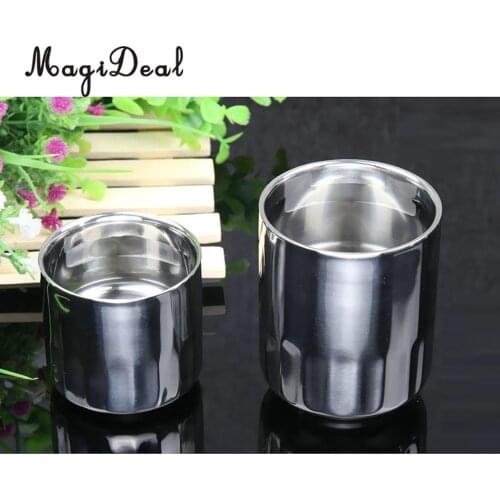 MagiDeal Stainless Steel Beer Cup Double Wall Milk Coffee Mug Straight 120ml+200ml