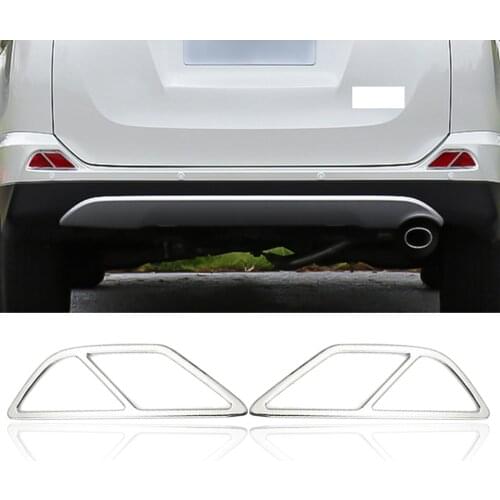 CAPQX 1 Pair For Toyota RAV4 2016 2017 Chrome Rear bumper fog light foglamp Trim Frame Cover Garnish Replacement Shell Cap Hood