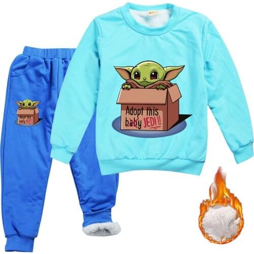 Pattern Boys Coats Autumn Winter Fashion Childrens Plus Velvet Warming Cotton Boy Clothing Set Baby Yoda Teenage Girl 2 years