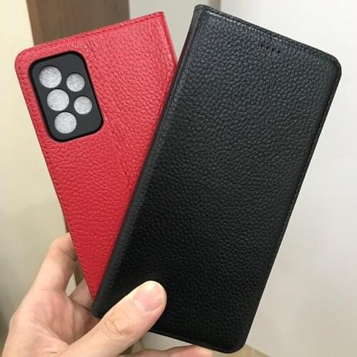 Magnet Natural Genuine Leather Skin Flip Wallet Book Phone Case Cover On For Samsung Galaxy A52 A72 2021 4G 5G A 52 72 128 GB