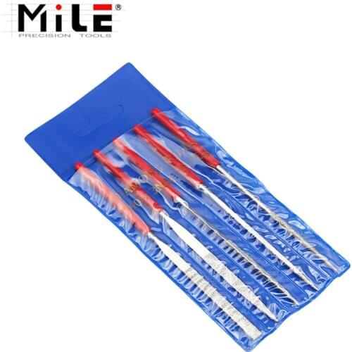 MILE 5pcs 140mm Diamond Needle File Mini Rasp Wood Carving Metal Hand File Set Microtech Hobby Hand Needle
