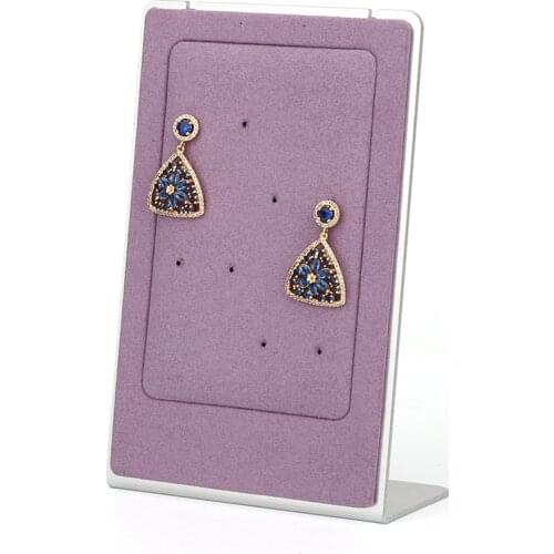 Fashion Customized Taro Purple Metal Microfiber Leather Earring Pendant Necklace Jewelry Display Stand Eight Colors Available