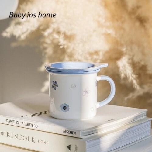 Cartoon Flower Ceramic Mug Coffee Mug and Cups Large Capacity Porcelain Creative Drinking Water Mug Household Office Mug Gift