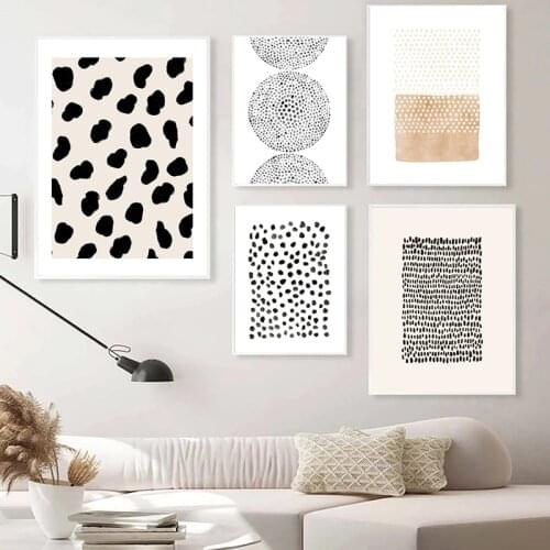 Polka Dots Pattern Prints Neutral Wall Art Picture Modern Minimalist Geometric Poster Canvas Painting Bedroom Living Room Decor