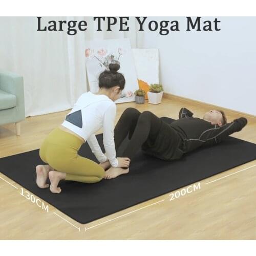 Extra Large Yoga Mat TPE 200*130cm No-slip 15mm Thick Exercise Mat Fitness Body Shape Training Two People Workout Cushion