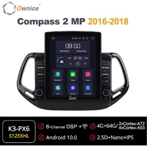 Ownice Octa 8 Core Android 10.0 Car Radio forJeep Compass 2 MP 2016 2017 2018 GPS Multimedia Stereo PlayerTesla Style 4G LTE