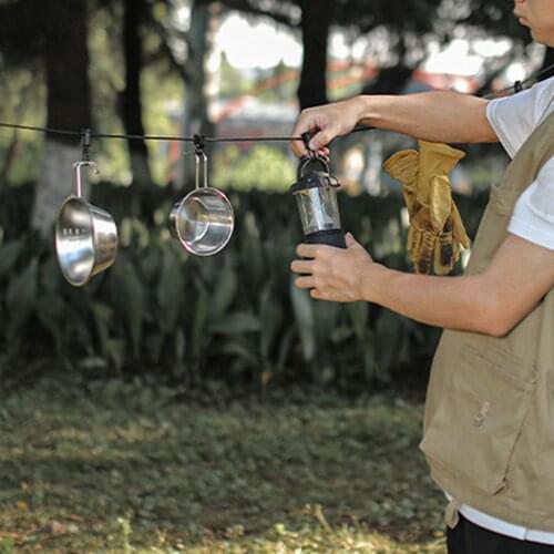 Portable Outdoor Windproof Clothesline Multifunctional Camping Adjustable Lanyard Clothespin Canopy Hanging Rope 5m