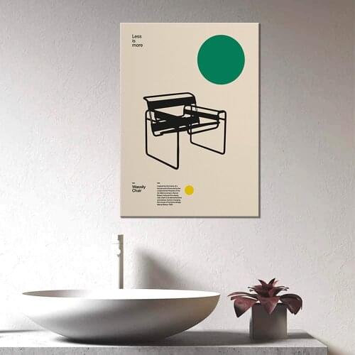 Poster Wassily Chair, Marcel Breuer, Minimal Furniture Bauhaus Design Canvas Painting for Bedroom Living Room Bathroom Library O