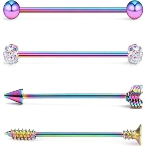 Industrial Scaffold Barbell Ear Piercing Bar Surgical Steel With BALLS or CONES