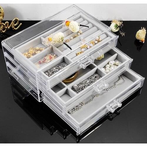 3 Drawer Transparent Acrylic Makeup Storage Box Desk Jewelry Cosmetic Organizer Vanity Storage Display Box Make Up Organizer