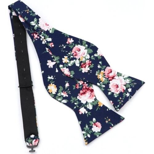 Adjustable Bowties Self Bow Tie Mens Handmade Floral Cotton Classic Smooth Necktie Soft Butterfly Wedding Neck Bowties Bowknot