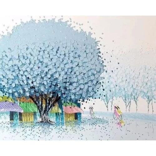 SDOYUNO DIY Painting By Numbers For Adults Landscape Handicraft Oil Paint Numbers Kits Tree Home Decor Gift