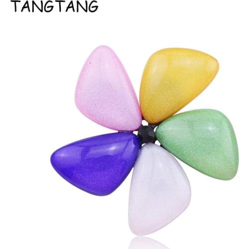 TANGTANG Flower Brooch For Bridal Lovely Colorful Petal Pins And Brooches Resin Glittery Delicate Brooches For Scarf Accessories