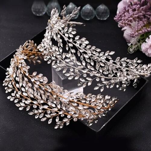 HP308 Silver Golden Rhinestone Tiara Classic European Princess Crown Bride Headwear Wedding Hair Accessories Girl Holiday Gift