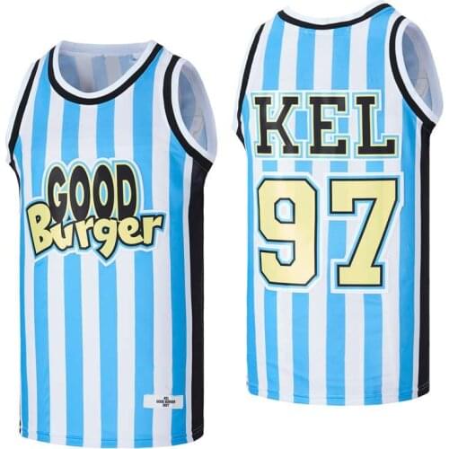BG #97 KEL GOOD BURGER jersey Embroidery sewing Outdoor sportswear Hip-hop culture movie Blue white summer basketball jerseys