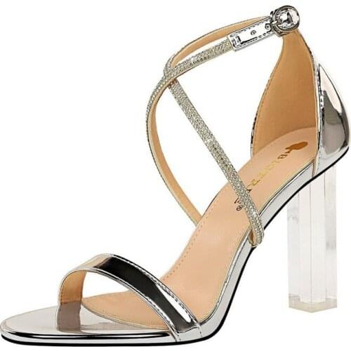 Crystal Square Heel Ladies Shoes and Sandals Pumps Women Shoes Sandals Women Summer 2021 Ladies Shoes and Sandals Transparents