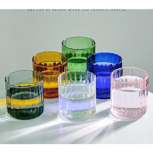 High Temperature Resistant Vertical Grain Striped Glass Coffee Cup Whiskey Cups Beer Mug Tea Glass Drinkware Kitchen Accessories