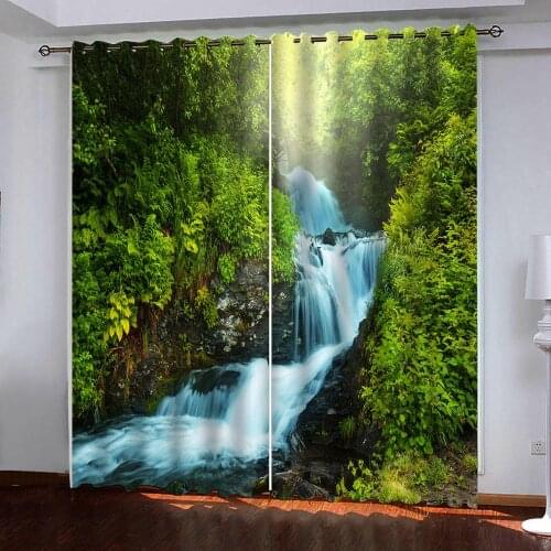 Custom 3D Curtain Blackout Curtains For living room Bedroom Kitchen Mountain waterfall scenery Curtains Home Decoration
