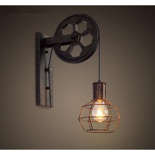 Iron Wheel Loft Style Wall Lamp American Country Bedside Light Fixtures For Bar Cafe Home Lightings Applique Murale Luminaire