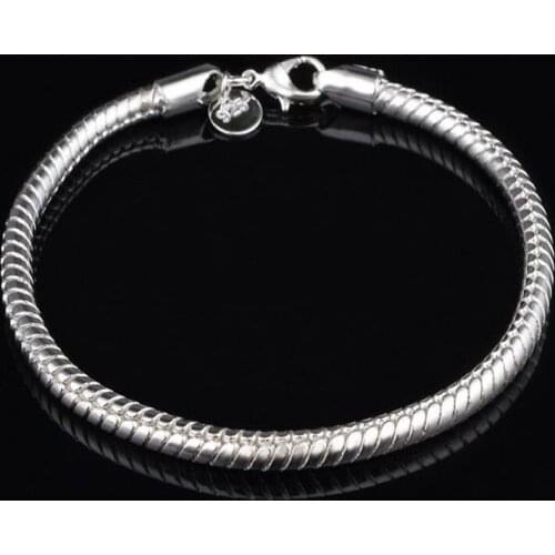925 Silver colorWomen Fashion Jewelry 3MM Chain Bracelet Snake Chain