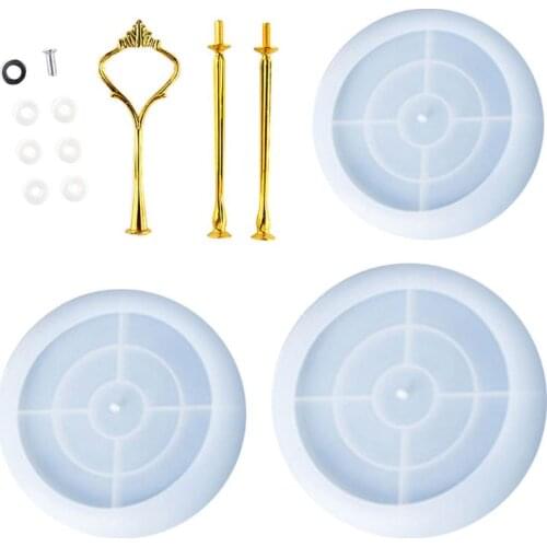 1 Set Crystal Epoxy Resin Mold Three-layer Round 3D Fruit Tray Casting Silicone Mould DIY Crafts Ornaments Making Tool