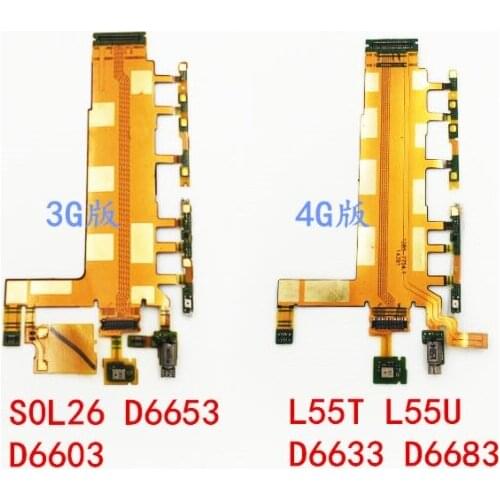 10pcs/lot Power On/Off Volume Button Switch Microphone Vibrator flex Cable Ribbon For Sony for Xperia Z3 D6603 D6643 D6653 3G 4G