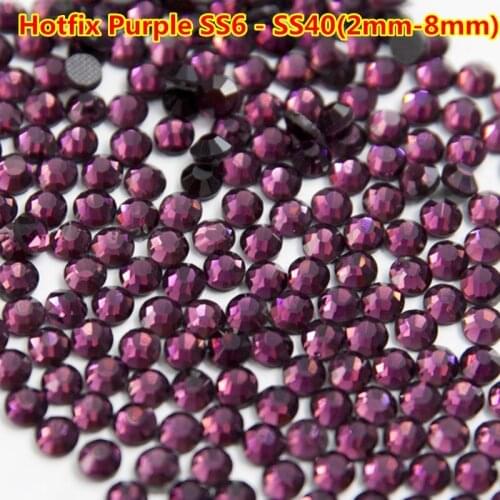 Purple 1440pcs SS20 DMC crystal iron-on hotfix rhinestones with glue flatback hotfix crystal stones for clothing