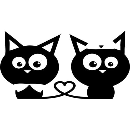 17cm*9cm Two Cute Cat Fashion Vinyl Car Sticker Motorcycle Car Styling Black/Silver S3-6979