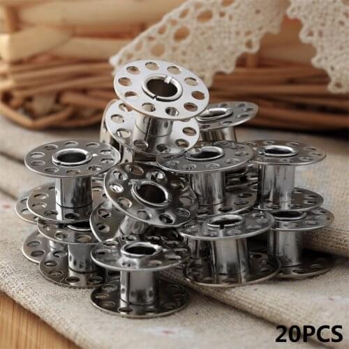 20Pcs Stainless Steel Sewing Machine Bobbins Metal Spool Empty Thread Core Coil Bobbins for Janome Singer Sewing Machine Parts