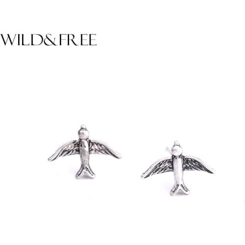 2017 Top Fashion Trendy Brinco New Arrival Women Minimalist Bird Stud Earrings Antique Plated Brand For Jewelry Gift Wholesale
