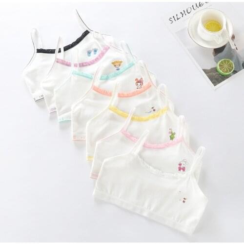 3Pcs Developmental Childrens Underwear Student Girl Bra Girl Pure Cotton Sling Lace School Girl Tube Top 7 To 14Y