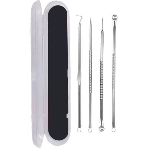 4pcs Stainless Steel Acne Removal Needle Blackhead Pore Cleaner Tools Set Face Skin Care Tools Needles Facial Pore Cleaner