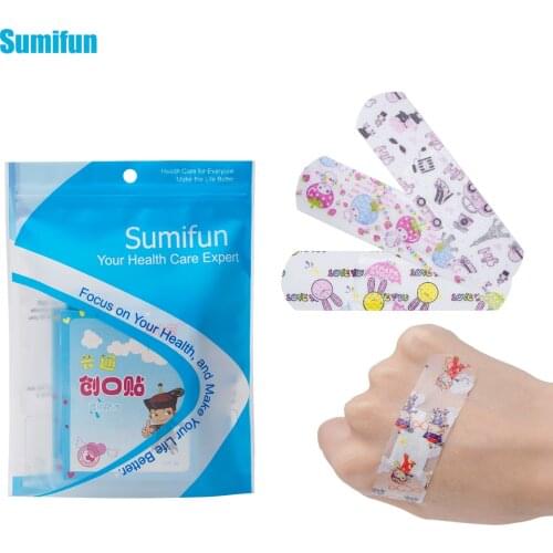 Sumifun 50Pcs First Aid Waterproof Bandage Hemostatic Medical Disposable Band-Aid Gauze Pad Wound Stickers C1204