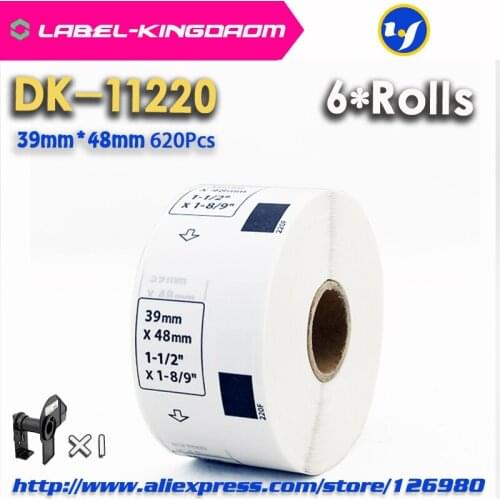 6 Refill Rolls Compatible DK-11220 Label 39mm*48mm 620Pcs Compatible for Brother Label Printer QL-700/720 White Paper DK-1220