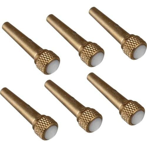 6pcs 31x8.4mm Pearl Dot Acoustic Guitar Metal Bridge End Pins Golden