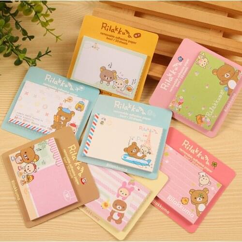 8pcs Cute Cartoon Relaxed Bear Life Sticky Notes Vintage Paper Memo Pad Stationery Gift Office Accessories School Supplies H6648