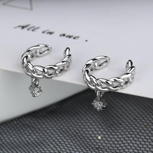 A Girl' Punk Rock Clip Earrings No Piercing Trendy Link Chain Earcuffs Statement Cartilage Earrings For Women Party Jewelry