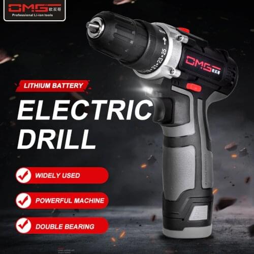 OMG 12V/16V/21V/25V Electric Drill With Rechargeable Lithium Battery Electric Screwdriver Cordless Screwdriver Two-speed
