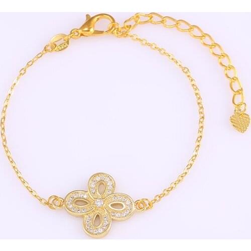 Juya DIY Flower bracelets Micro Pave Zircon Chinese Knot Charm Bracelets Fit Women Jewelry Making DIY Craft
