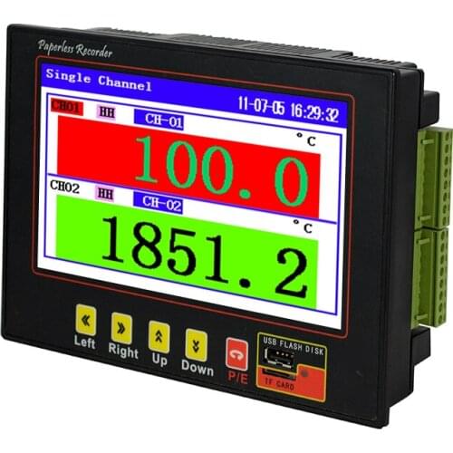 Color Paperless Recorder 1~8 Ch 7 inch Super-thin Analog Data Logging USB, RS485 Relay Ethernet SMS Alarm Optional