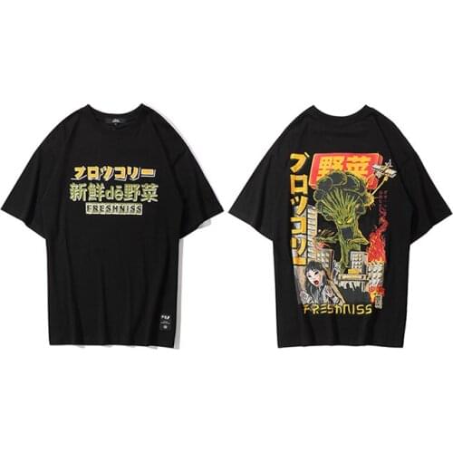 Men Hip Hop T Shirt Japanese Harajuku Cartoon Monster T-Shirt Streetwear Summer Tops Tees Cotton Tshirt Oversized HipHop